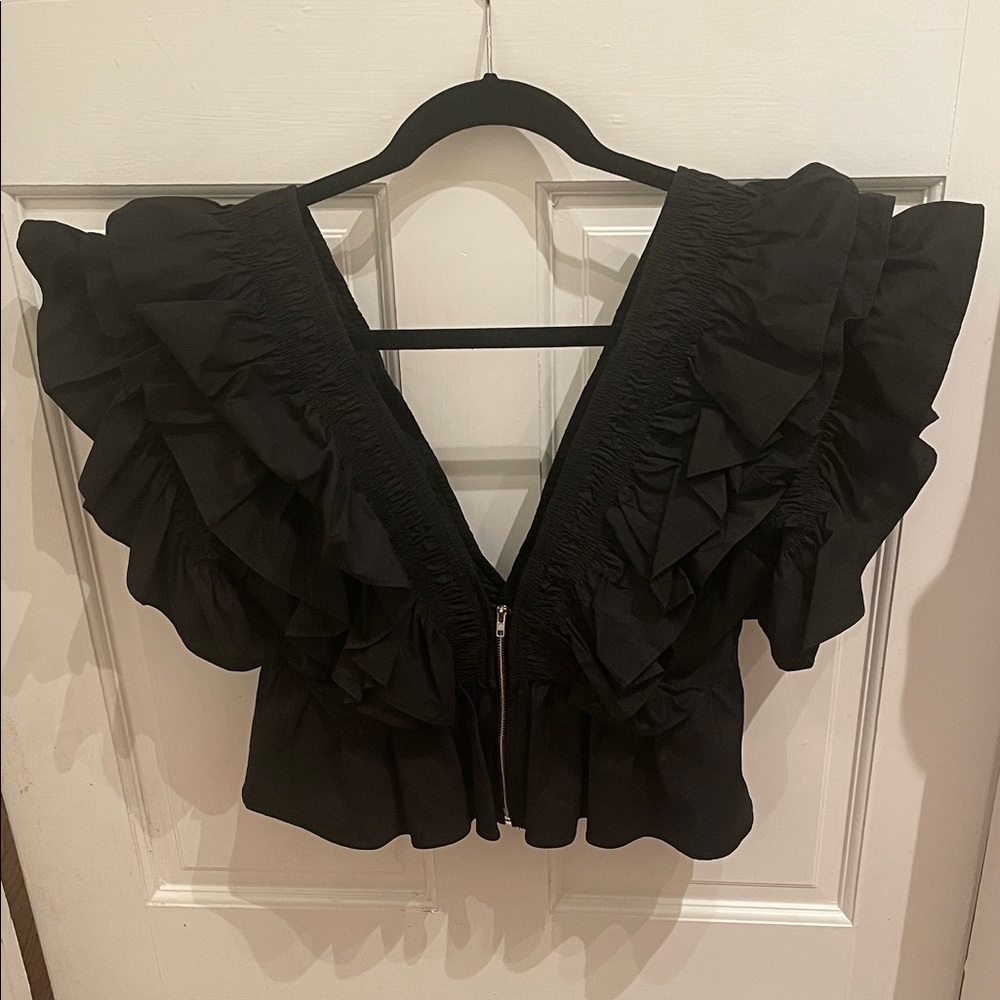 Nasty Gal Black Ruffled Blouse - Picture 2 of 5